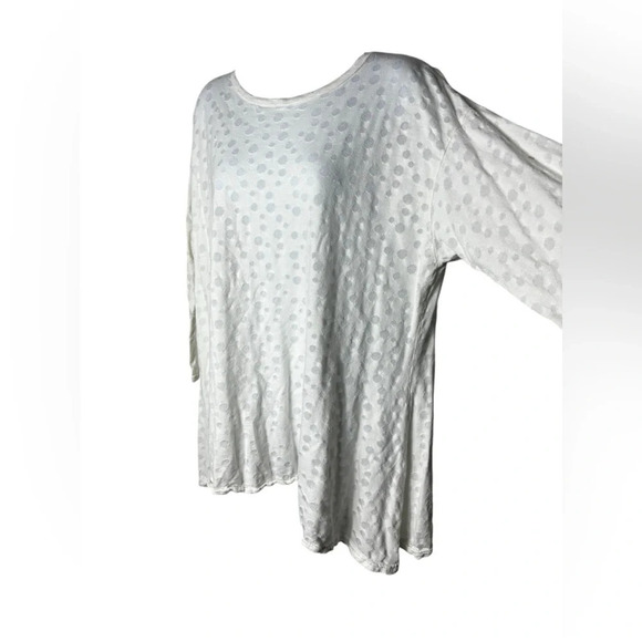 CUT LOOSE Polka Dot Contrast Top Size XXL 2X 3/4 sleeves cotton and mesh White - Picture 4 of 5